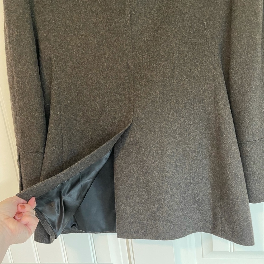 AKRIS PUNTO Wool Angora blend Brown Double Breasted Coat size 4 - Picture 6 of 15